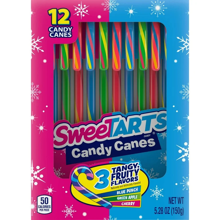 SweeTARTS Holiday Candy Canes, Christmas Candy Stocking Stuffers, 12 Count Box, 5.3 oz | Walmart (US)