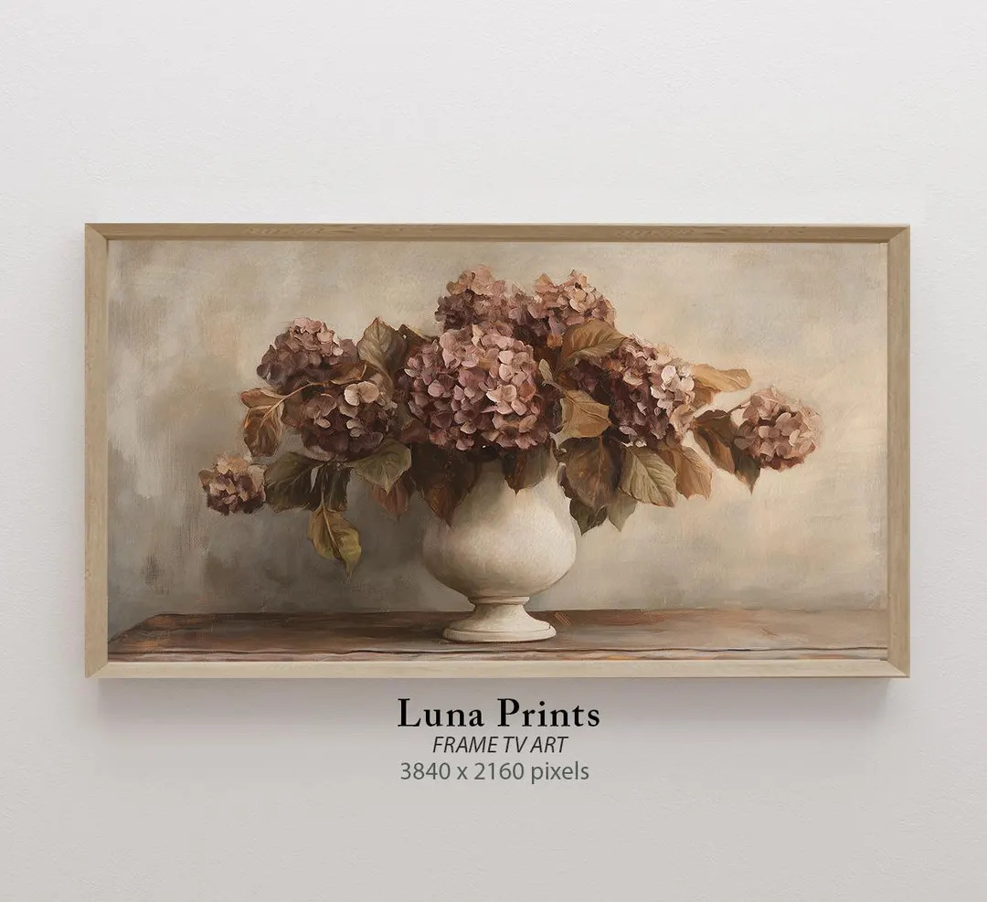 Fall Floral Frame TV, Autumn Hydrangea Stems Samsung Frame Tv Art, DIGITAL DOWNLOAD, Muted Toned ... | Etsy (US)