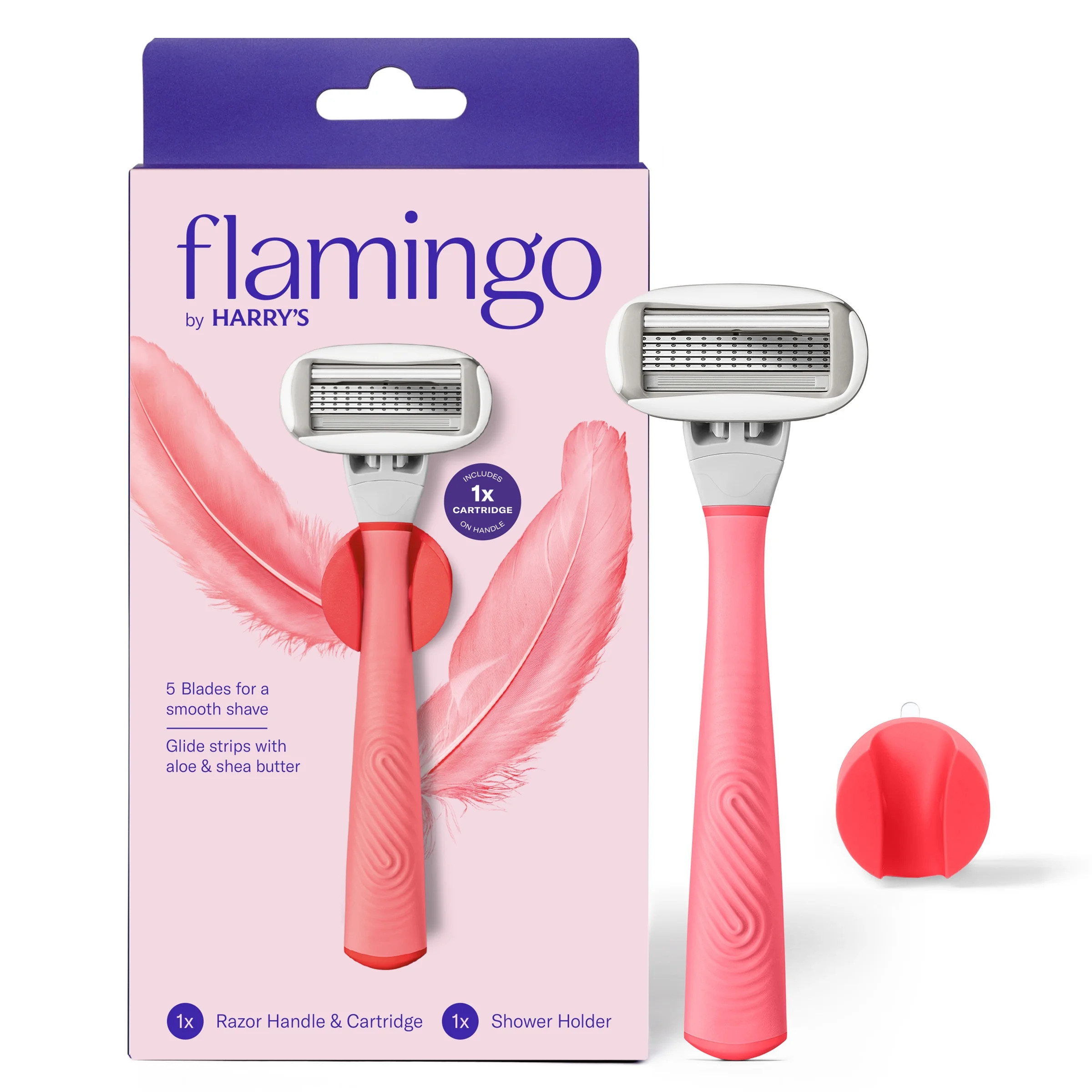 Flamingo Women's Razor Shaving Set with Razor Handle and 5-Blade Razor Cartridge, Pink, 3 Piece -... | Walmart (US)