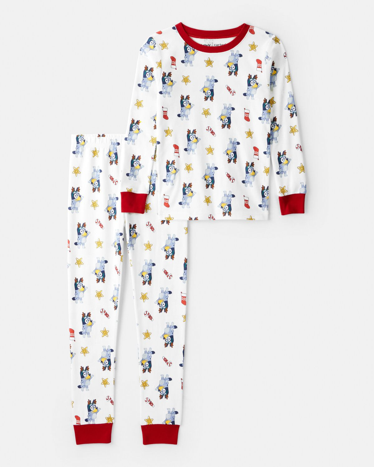 Kid Bluey™ 100% Cotton Long-Sleeve Snug Fit 2-Piece Pajamas - White | Carter's Inc