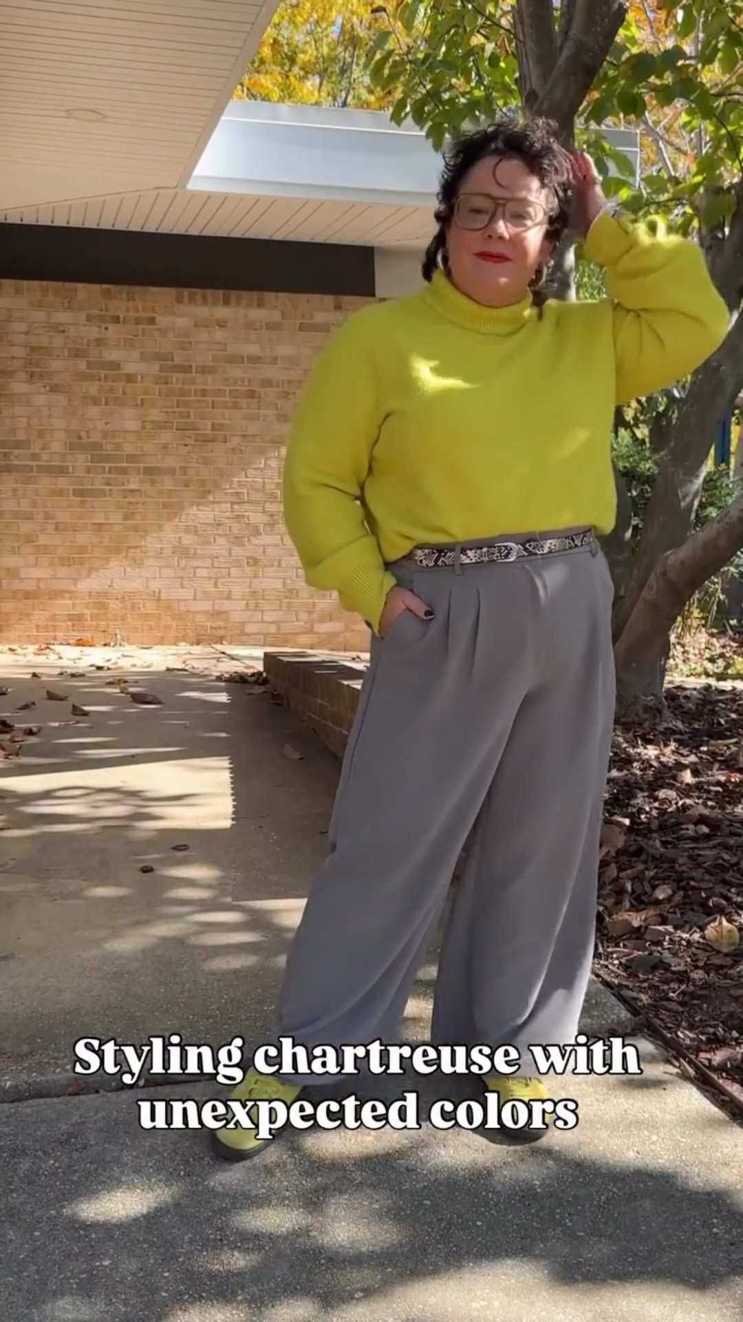 I love chartreuse, moss gold, acid green, and all those other greenish goldish colors big this season. Sure they look great with denim, black, brown, and navy but I’ve been styling the color with unexpected pairings and love the effect. 

Sweater: @landsend 
Pants: @loft (machine washable & petites over size 12 🙌)
Sneakers: @veja (old)
Belt: @anntaylor (old)
Glasses: @zennioptical 
Earrings: @mmlafleur 
Lipstick: @merit 

#ltkover40 #ltkpetite #ltkmidsize #loveloft #landsend