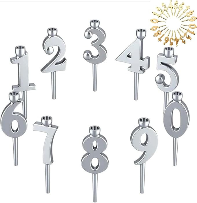 2026 Now Cute Number Birthday Candle Holder Set, Reusable Silver Metal Digital Cake Topper Decora... | Amazon (US)