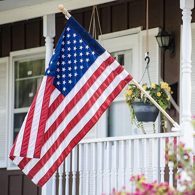 American Flag 2.5X4 FT Pole Sleeve Banner Style Embroidered Stars, Sewn Stripes, Heavy Duty Durab... | Amazon (US)