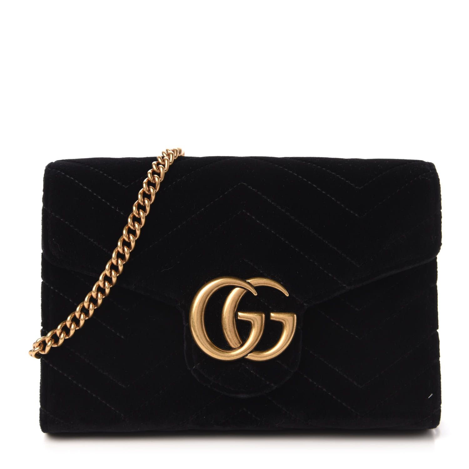 GUCCI

Velvet Matelasse GG Marmont Chain Wallet Black | Fashionphile