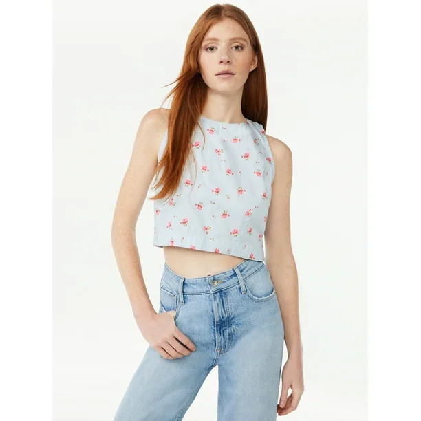 Free Assembly Women's Sleeveless Crewneck Bodice Crop Top - Walmart.com | Walmart (US)