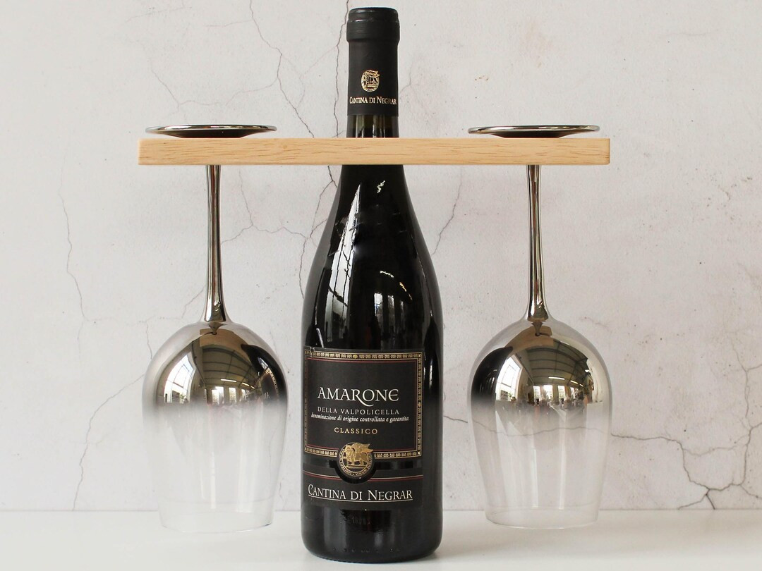 Personalised Wine Bottle And Glasses Holder For Two | Etsy (US)