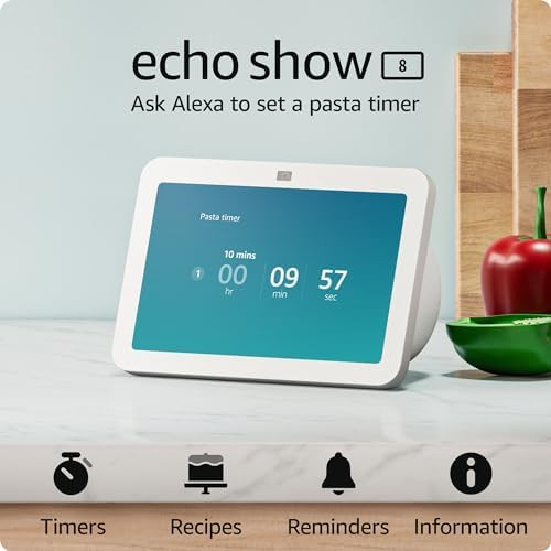 Echo Show 8 (3rd Gen, 2023 release) | With Spatial Audio, Smart Home Hub, and Alexa | Glacier Whi... | Amazon (US)