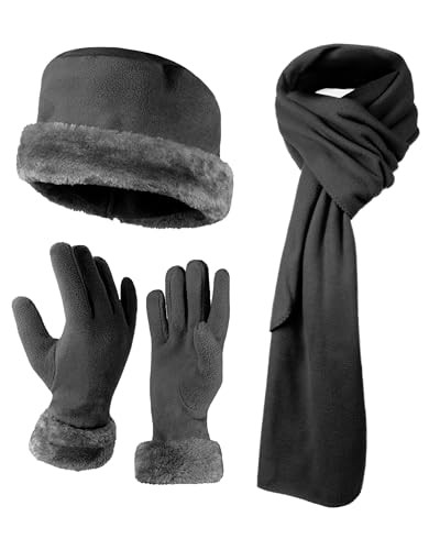 Women's Warm Fleece Winter - Women's Hat and Glove Set + Hats Gloves Scarves for Women (Dark Charcoal) | Amazon (US)