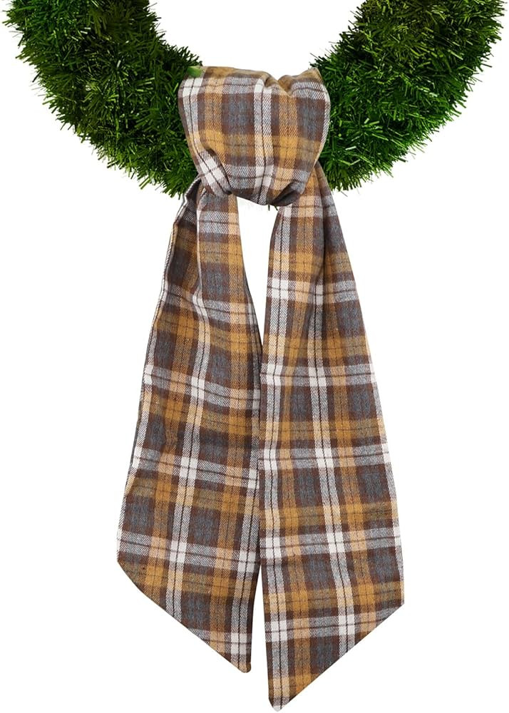 Fall Wreath Sash for Front Door, Yellow Brown Buffalo Plaid Sash Holiday Autumn Wreath Accessorie... | Amazon (US)
