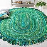 Safavieh Braided Collection 5' x 8' Oval Green BRD451Y Handmade Boho Fringe Reversible Cotton Area R | Amazon (US)
