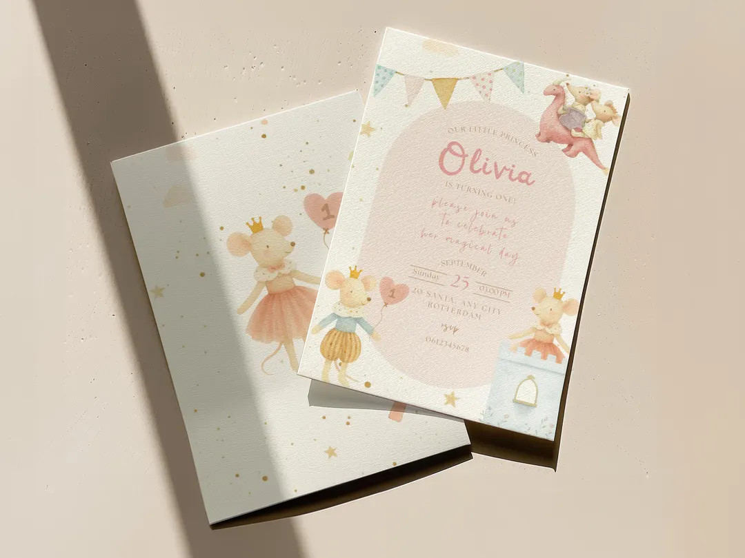 Princess Birthday Invitation,editable Mouse Fairytale Party Invite, Printable & Mobile Digital Do... | Etsy (US)