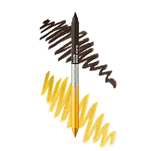 Ruby Kisses Waterproof Matte & Metallic Duo Eyeliner - Dual-Ended Smudge-Proof Pencil for Precision & Eyeshadow Multi-use, Long-Lasting, Intense Color (Black Brown/Gold) | Amazon (US)