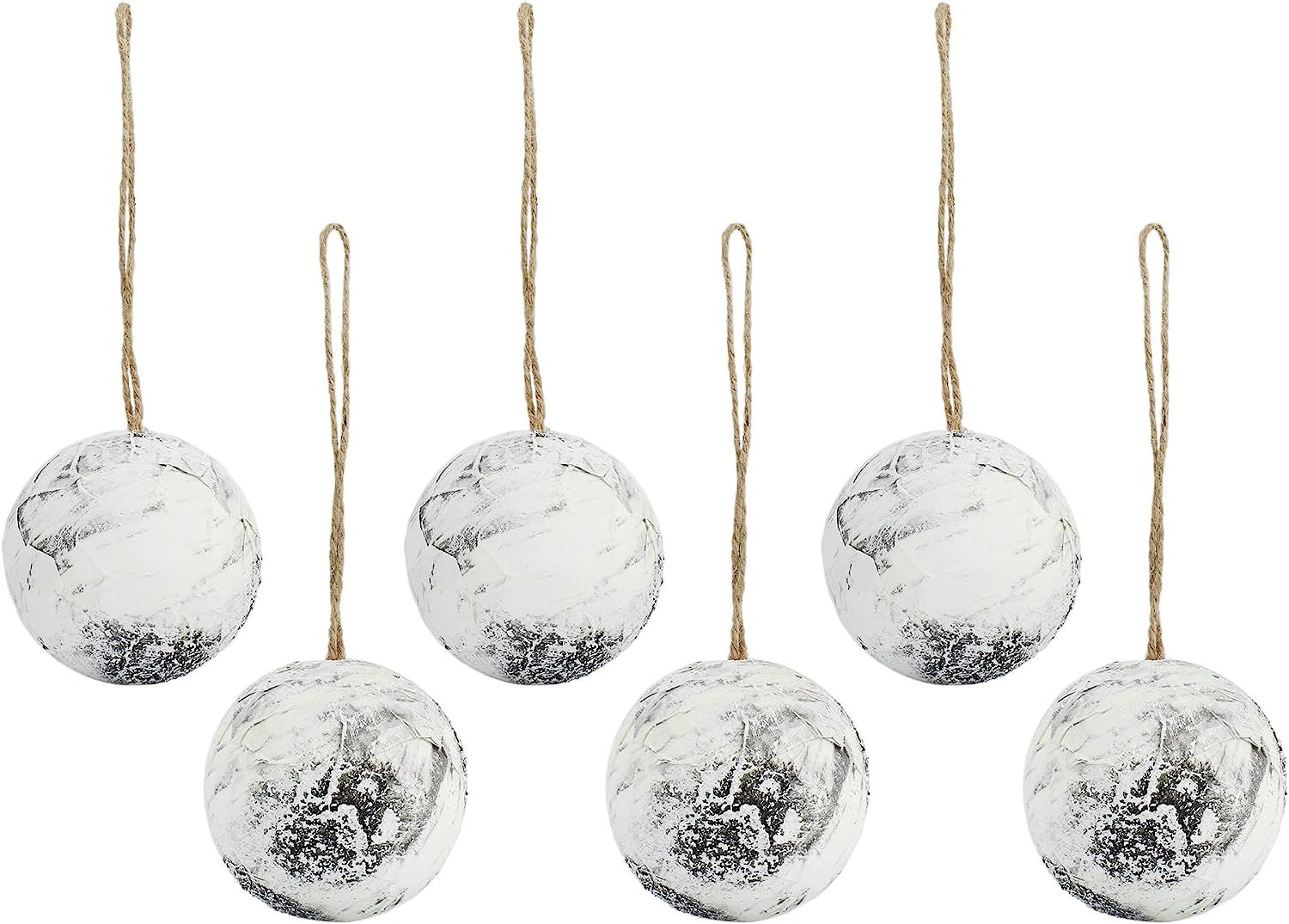 Auldhome Birch Ball Christmas Ornaments (Set of 6, 3.5-Inch); Woodland Themed Holiday Decorations fo | Amazon (US)