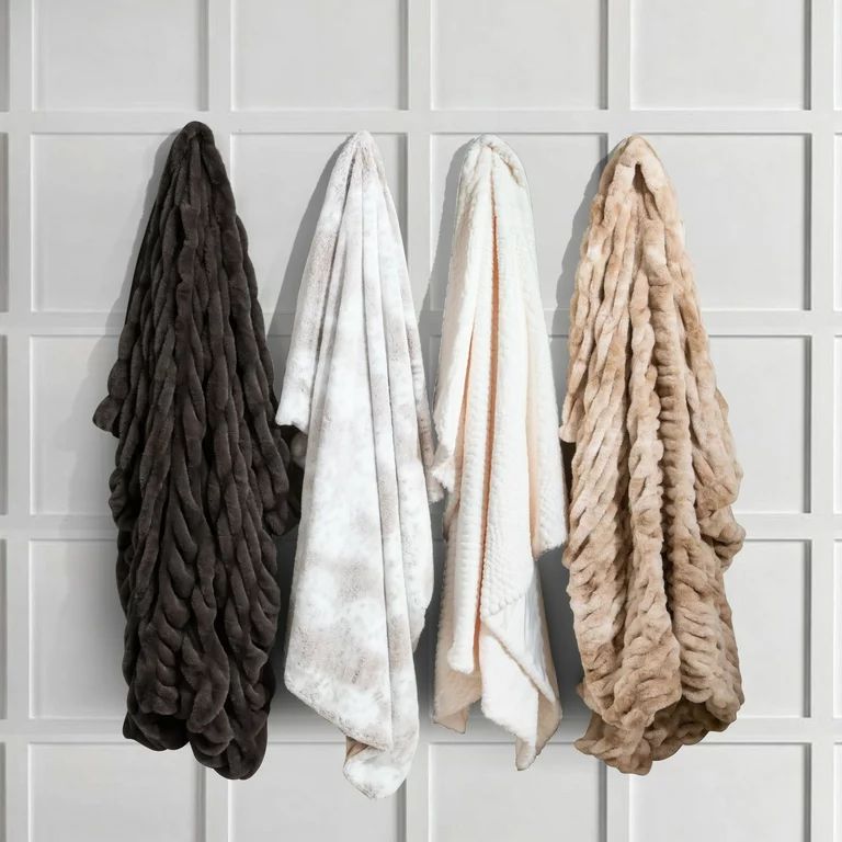 Better Homes & Gardens Polyester Faux Fur Reverse to Mink Throw, Light Brown Tie Dye, 50" x 60" | Walmart (US)