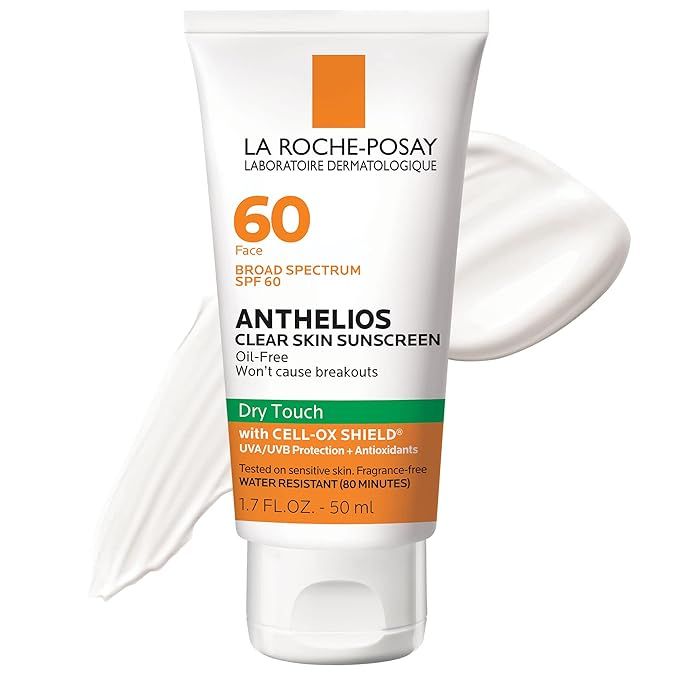 La Roche-Posay Anthelios Clear Skin Sunscreen Dry Touch SPF 60 | Oil Free Sunscreen For Face | Oi... | Amazon (US)