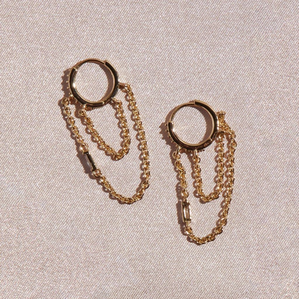 Thea Chain Huggies | Nickel and Suede