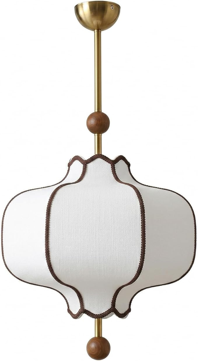 Modern Fabric Pendant Light, 15.7in Hang Pendant Lights with Fabric Shade, Wooden Grain Finish, A... | Amazon (US)