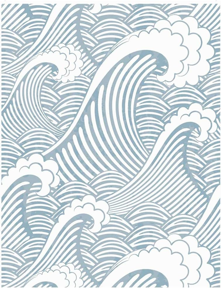 Blooming Wall PS030 Peel&Stick Handpainting Seamless Blue White Waves Spray Self-Adhesive Prepast... | Amazon (US)