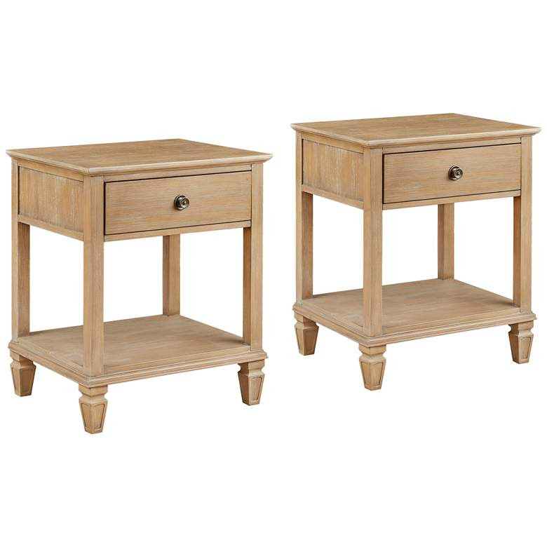 Victoria 24" Wide Light Natural Wood Bedside Tables Set of 2 | Lamps Plus
