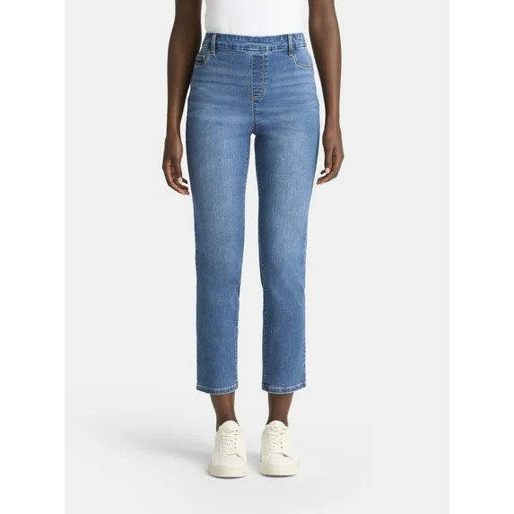 Time and Tru Women's High Rise Straight Leg Denim Jegging, 27.5" Inseam, Sizes XS-XXXL | Walmart (US)