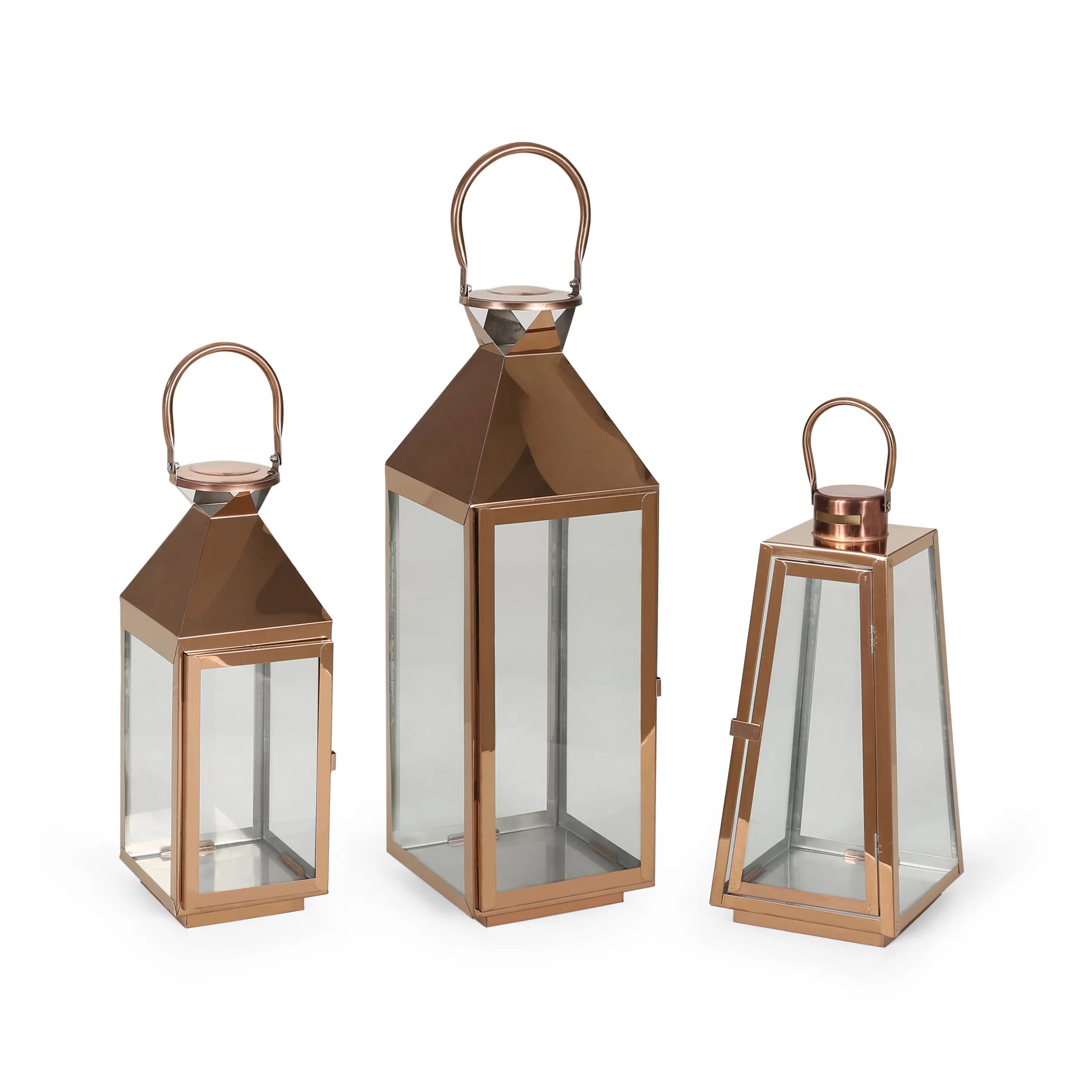 Peregrine Outdoor Stainless Steel Lantern Set, Rose Gold | Walmart (US)
