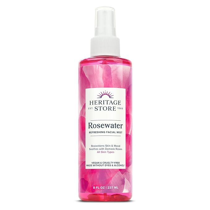 HERITAGE STORE Rosewater Spray | Hydrating Mist for Skin & Hair | No Dyes or Alcohol | Vegan | 8 ... | Amazon (US)