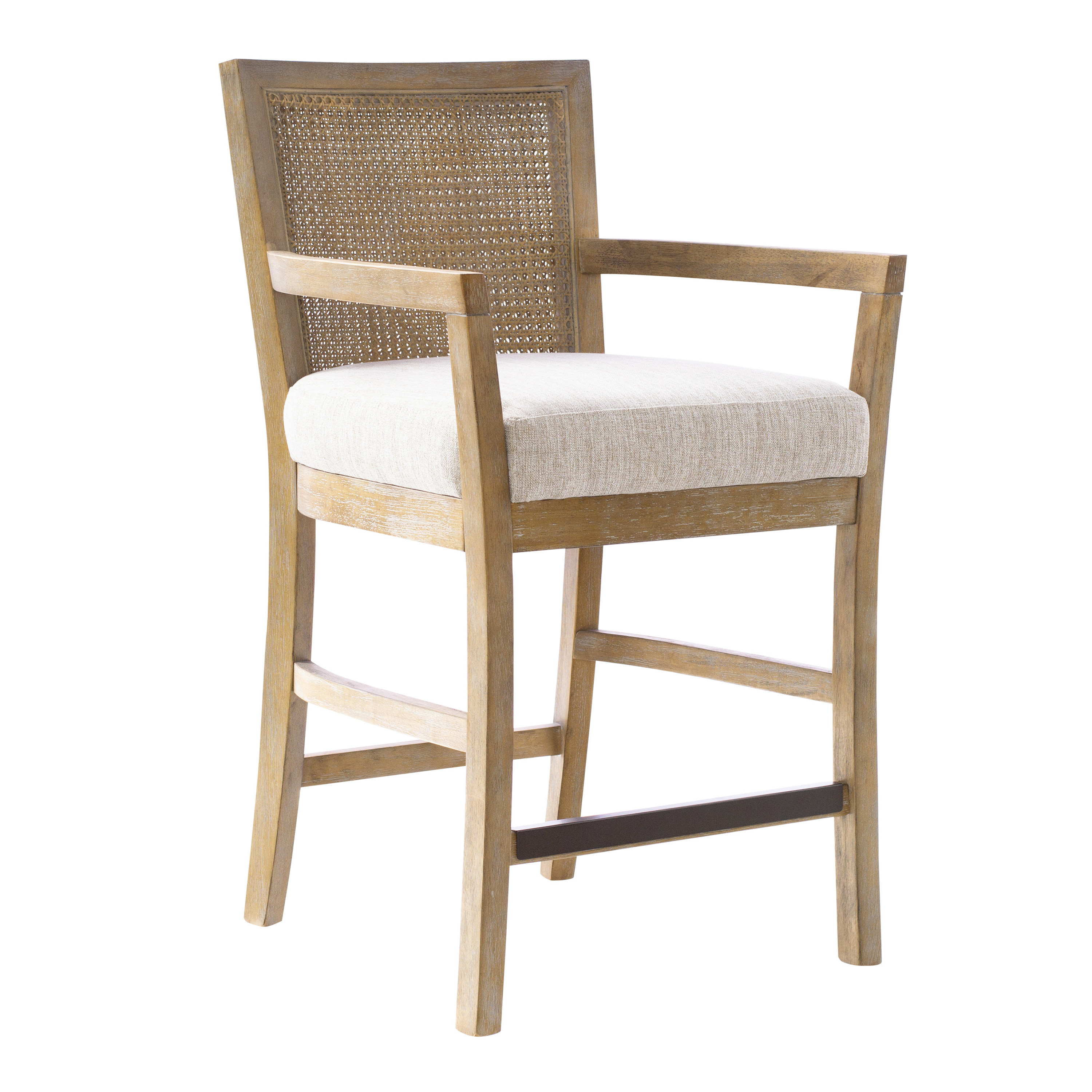 Deacon Natural Wood and Rattan Counter Stool with Cushion | World Market