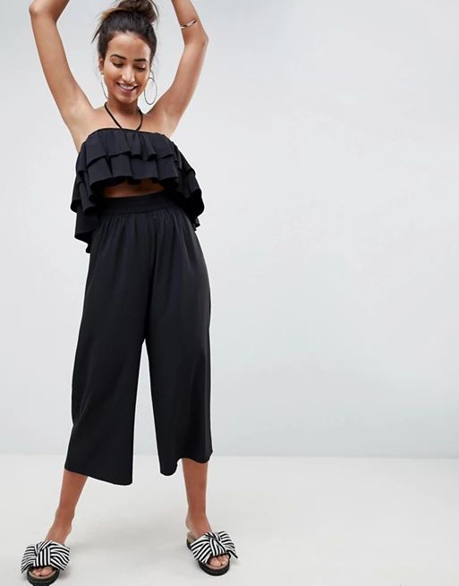 ASOS DESIGN Ruffle Bandeau Jumpsuit With Cut Out Waist Detail | ASOS US