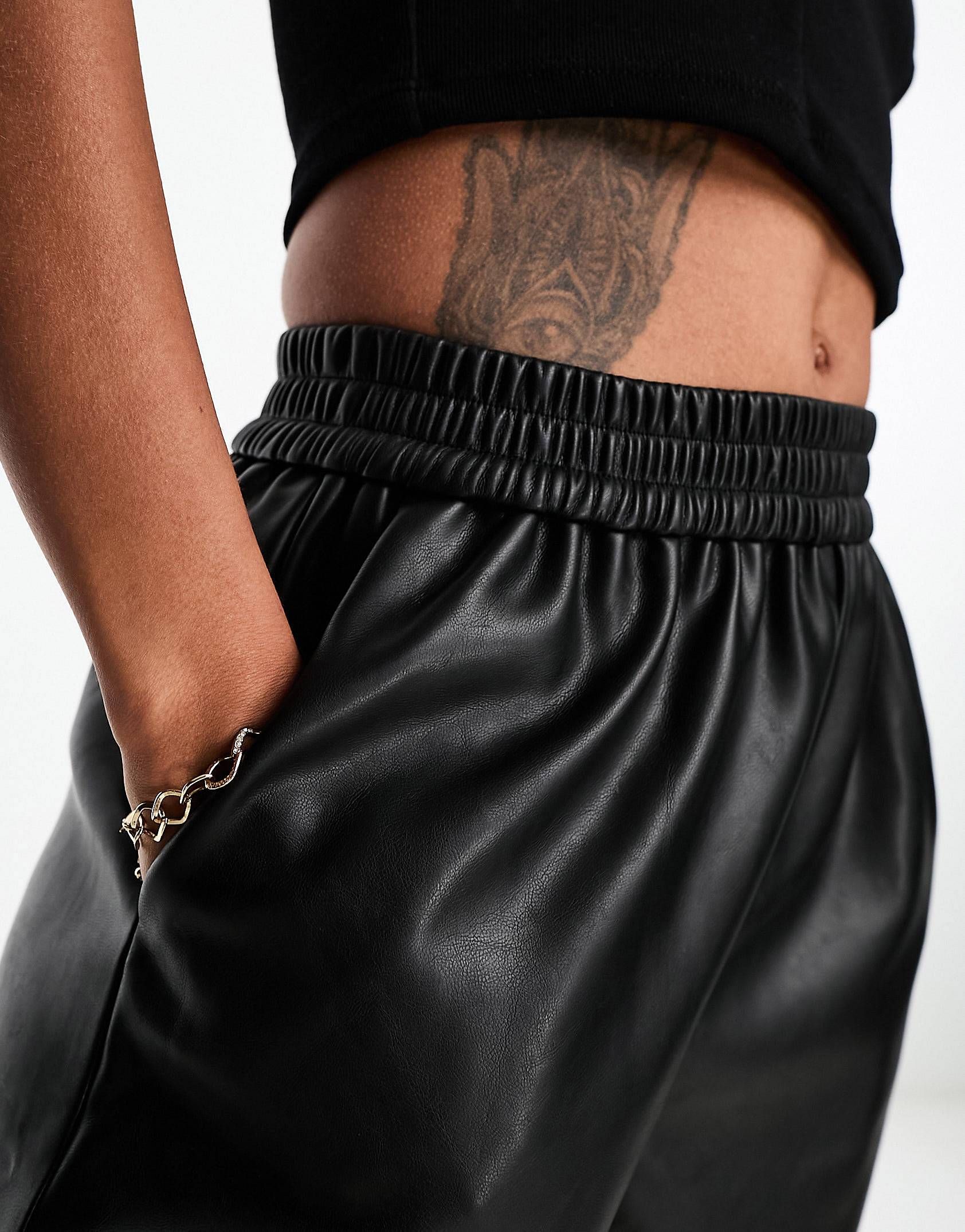 4th & Reckless leather look shorts in black | ASOS | ASOS (Global)