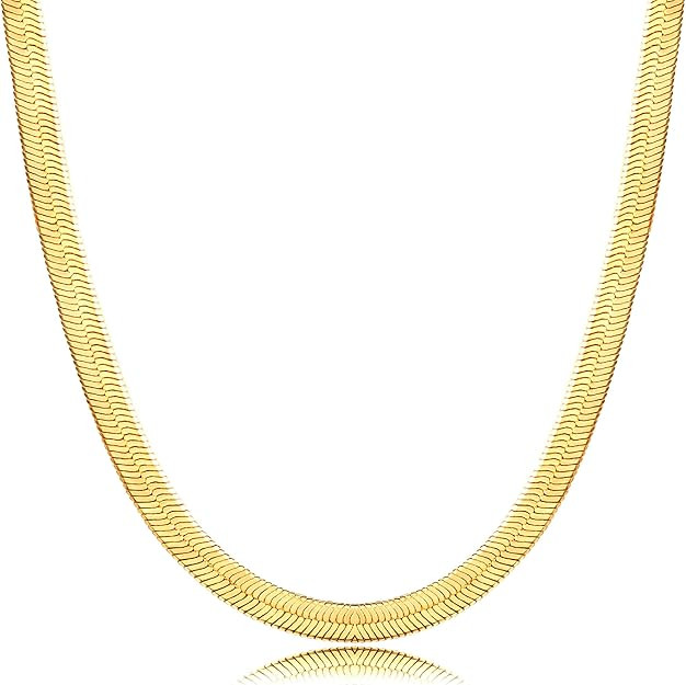 DEARMAY 14K Gold Plated Necklaces for Women, Dainty Gold Herringbone Choker Necklace Thin Layered... | Amazon (US)