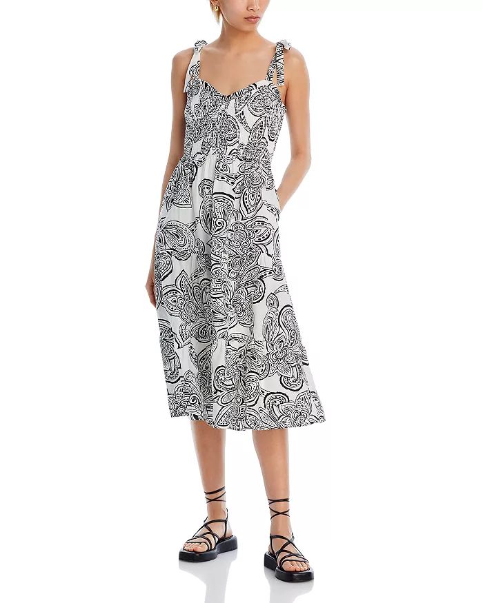 Smocked Tie Shoulder Midi Dress - 100% Exclusive | Bloomingdale's (US)