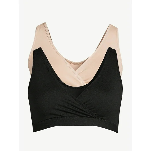 Joyspun Women's Maternity Wrap Front Nursing Bra, 2-Pack, Sizes S to 3X | Walmart (US)