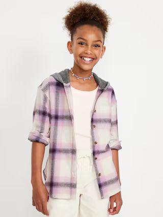 Long-Sleeve Hooded Flannel Shirt for Girls | Old Navy (US)