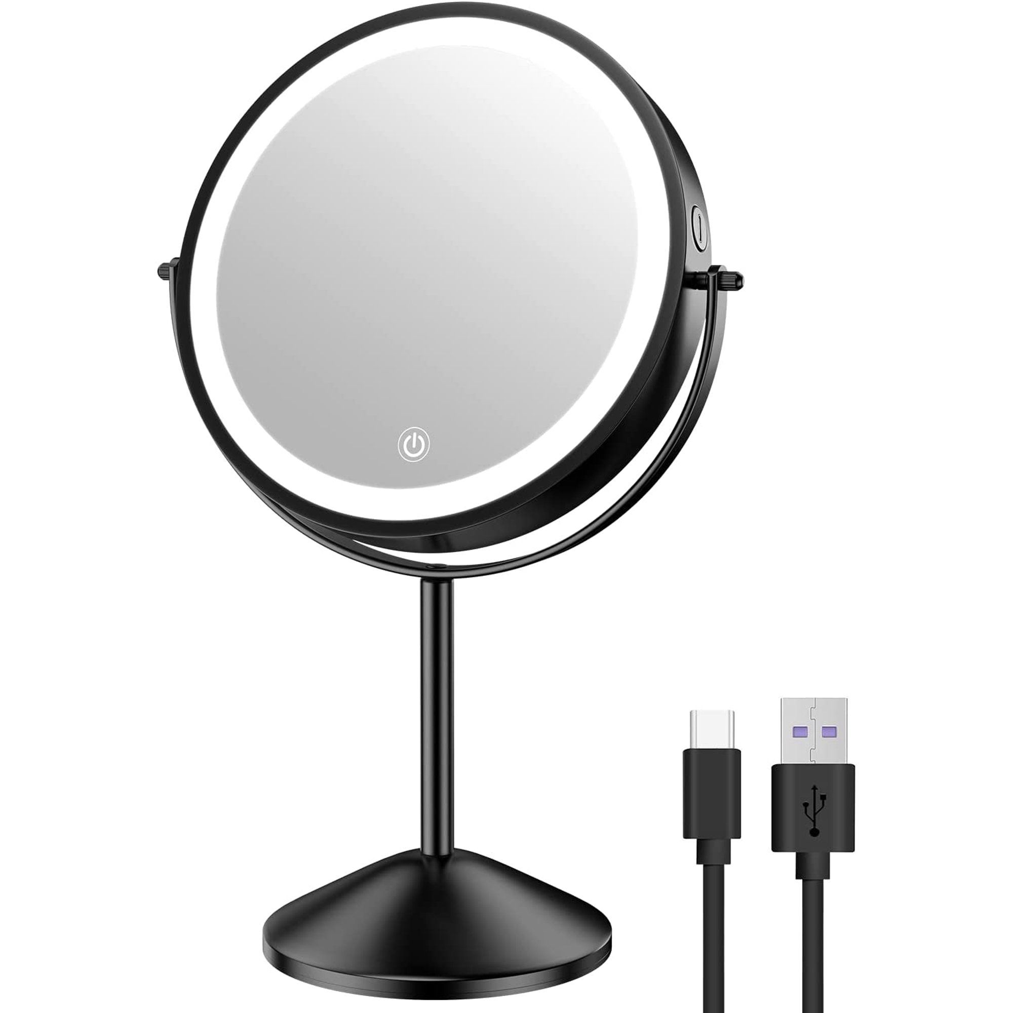 Houflody 8 Inch Lighted Makeup Mirror 1X/10X Magnifying LED Makeup Mirror 3 Color Dimmable Lighti... | Walmart (US)
