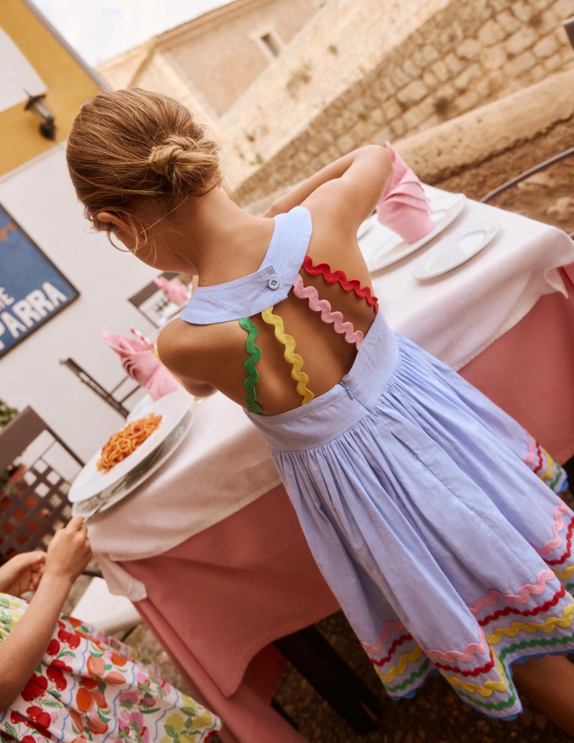 Harlow Back Detail Dress-End on End/Multi Trim | Boden UK