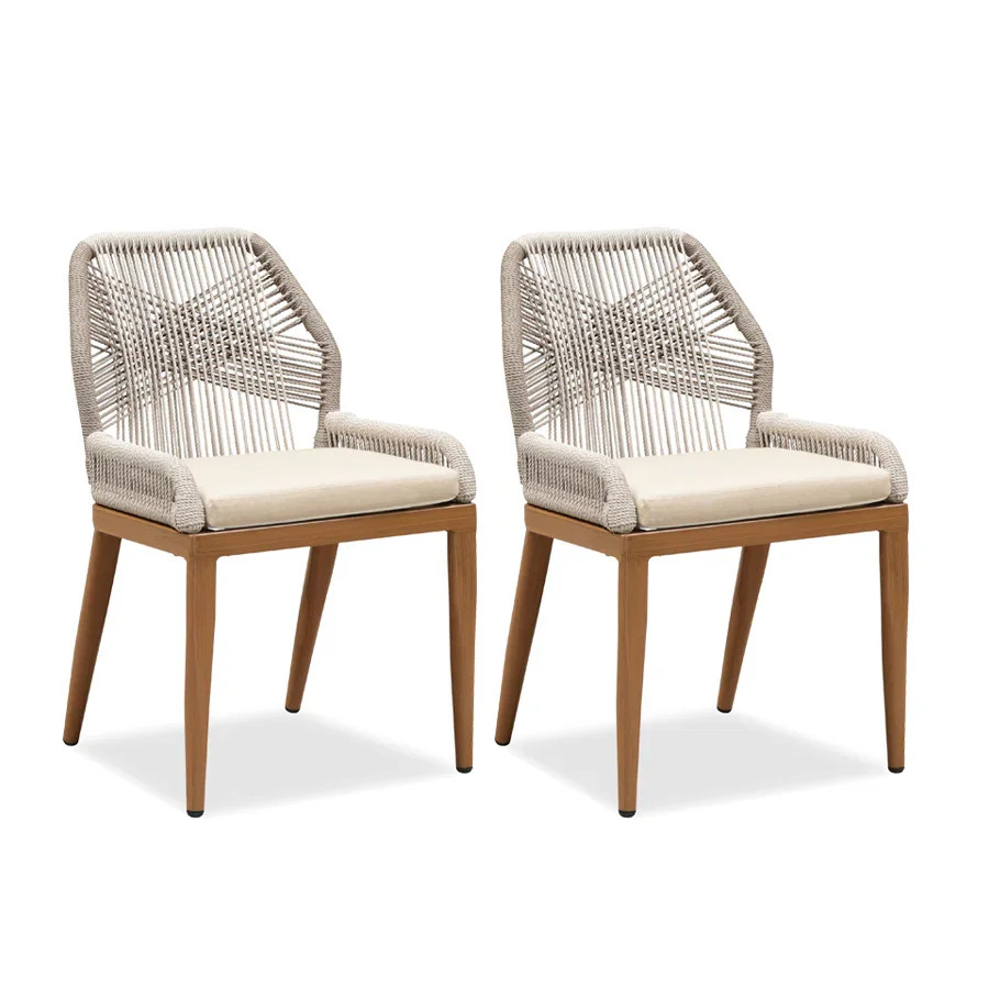 PURPLE LEAF 2 Pieces  Sunbrella Patio Dining Chairs with All-Weather Wicker Back and Comfortable ... | Purple Leaf
