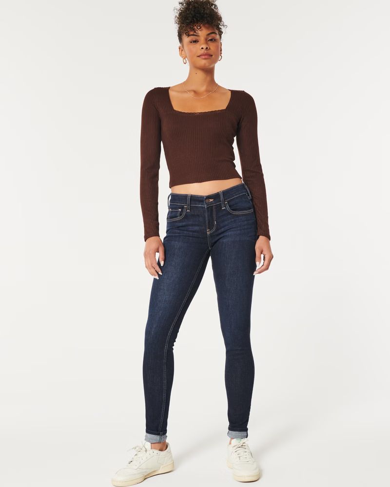 Women's Low-Rise Dark Wash Super Skinny Jeans | Women's Bottoms | HollisterCo.com | Hollister (US)