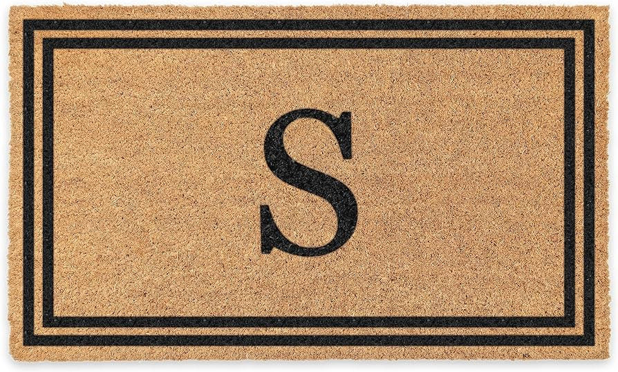 COCO MATS 'N MORE Coir Personalized Doormat Monogrammed, USA (22” x 36”, Black) Vinyl Backing... | Amazon (US)