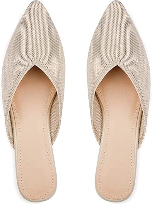 Slocyclub Flat Mules for Women, Closed Pointed Toe Flat Loafers for Ladies, Slip-On Home Knitted ... | Amazon (US)