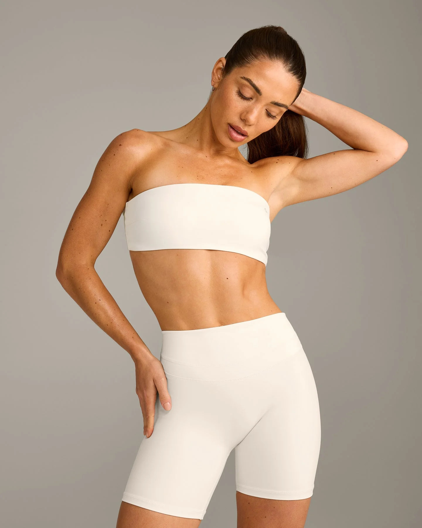 UnifiedMove Micro Bandeau Bralette with Reflective Logo 
 Marshmallow White | Oner Active (UK / US)
