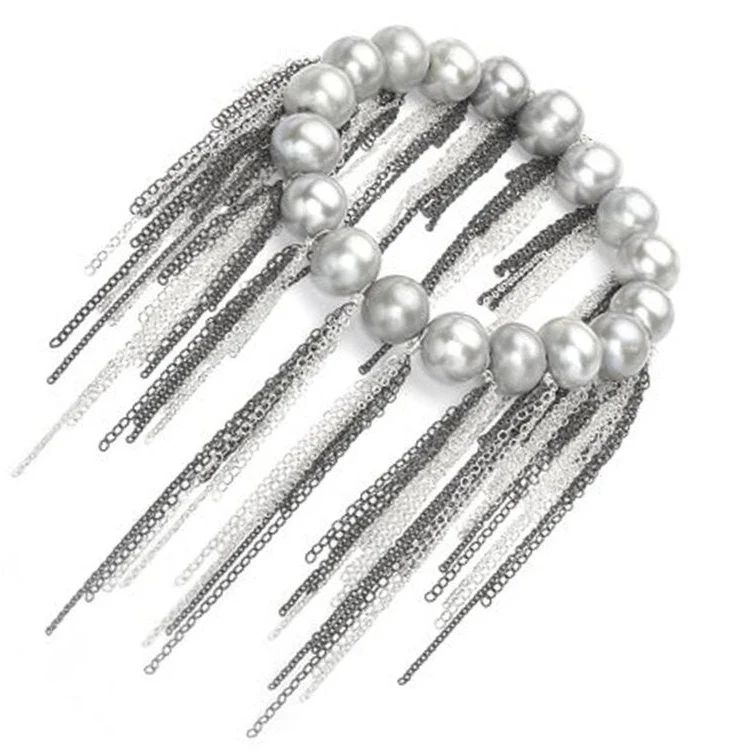 Pearl & Chain Fringe Stretch Bracelet | Milestones by Ashleigh Bergman