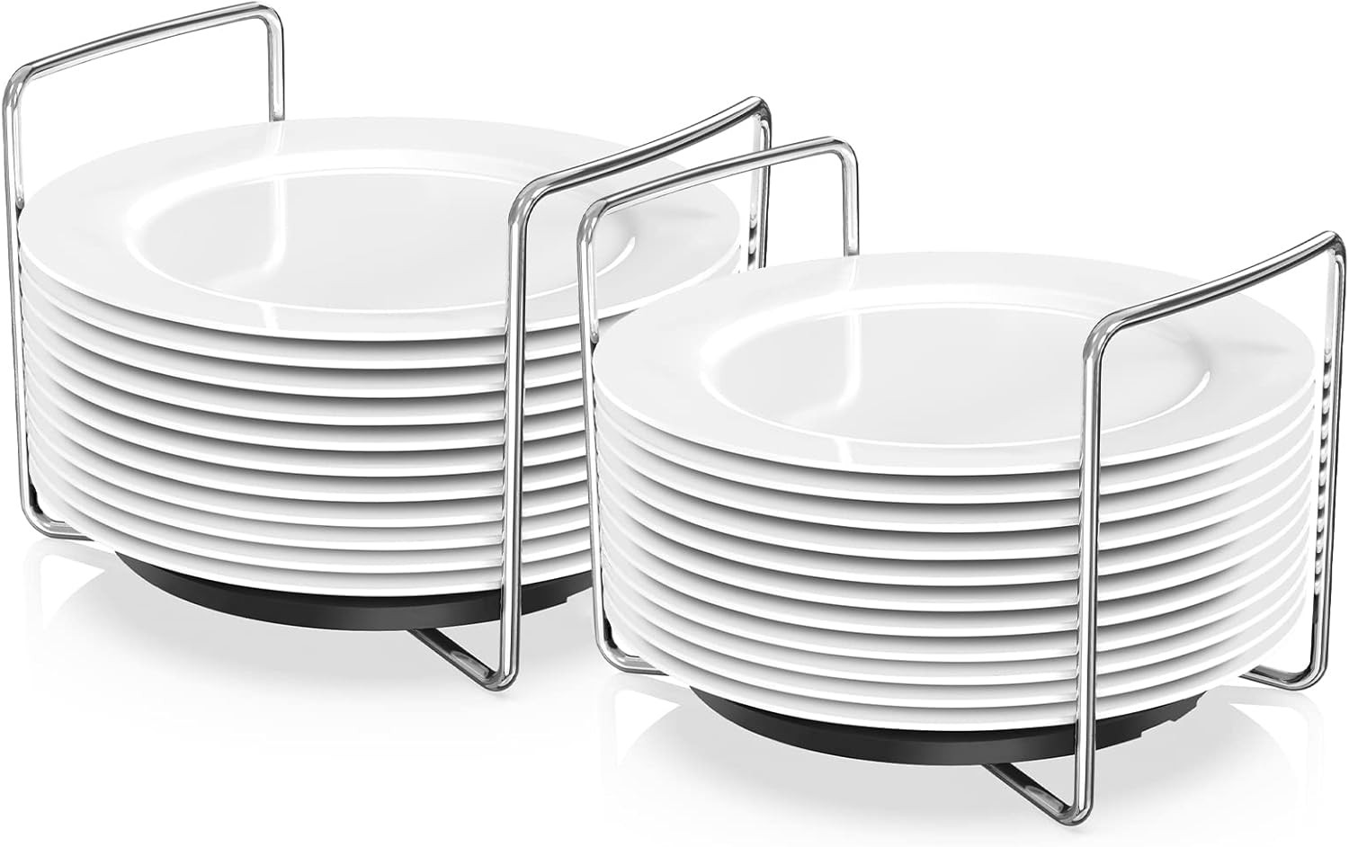 Wisuce Dish Racks for Kitchen Countertop Organizer - Bamboo Plate Holder Adjustable Size | Stainl... | Amazon (US)