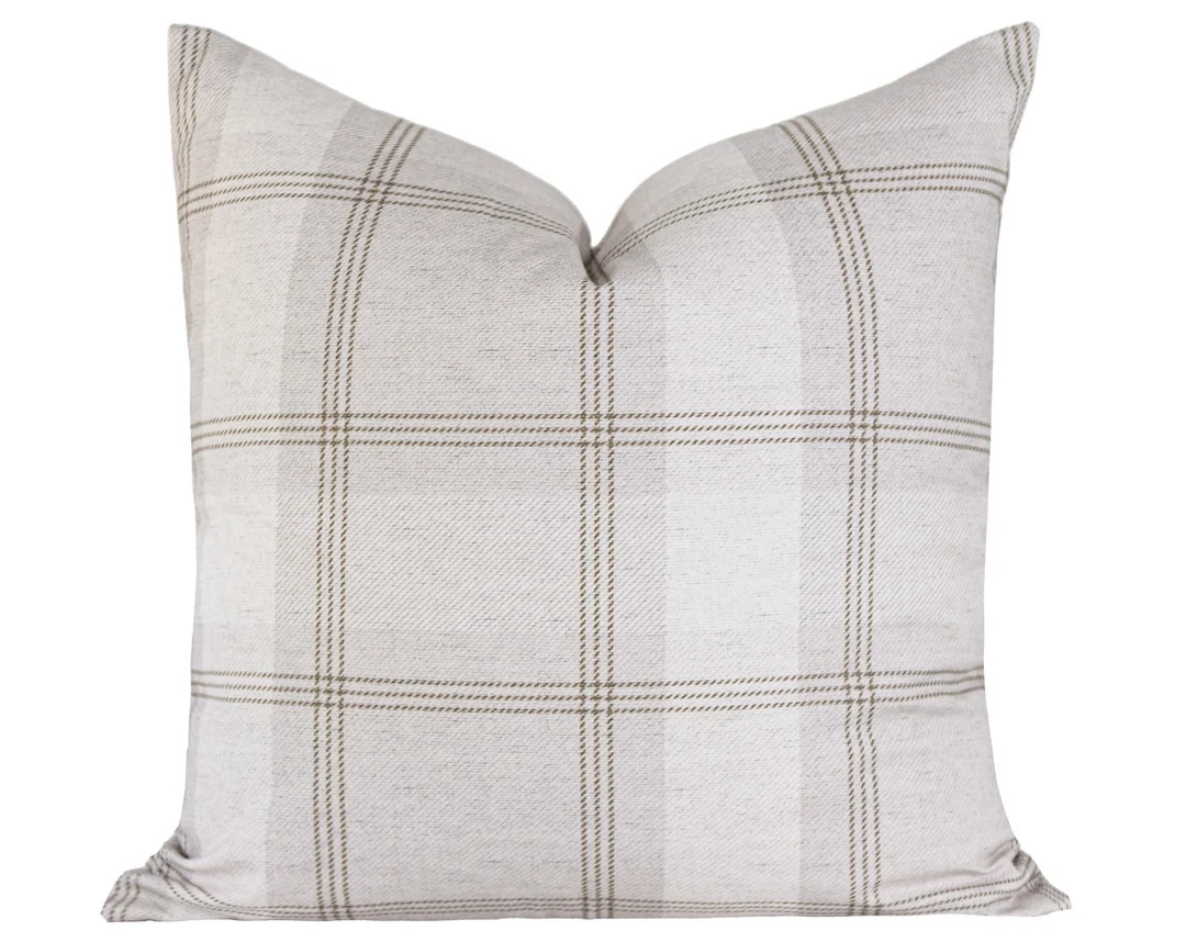 Fall Throw Pillows Neutral Brown Plaid Pillow Cover 20x20 - Etsy | Etsy (US)