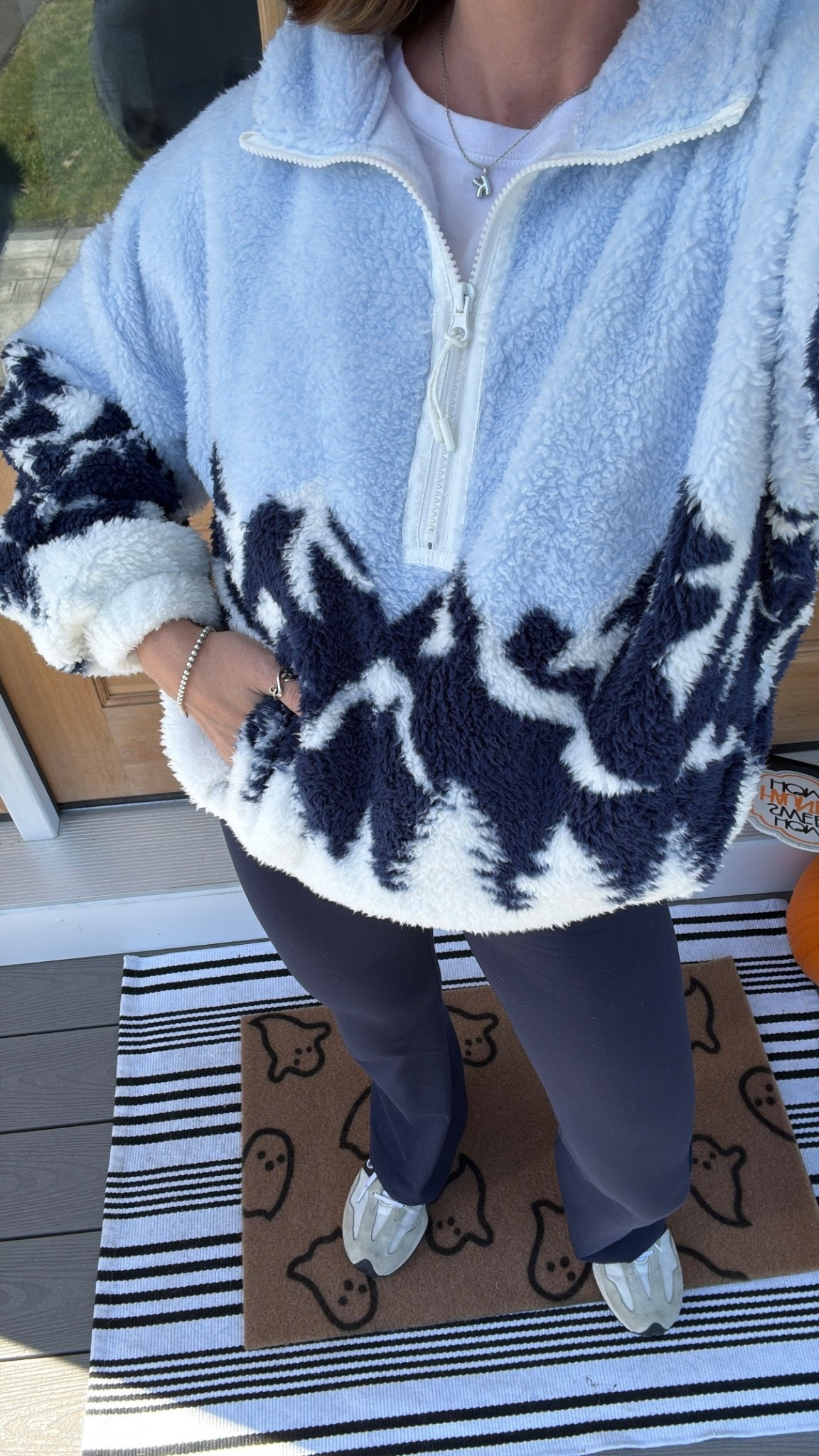 fall morning walk ootd 🫶🏼 wearing a medium in pullover + leggings 

#LTKActive #LTKStyleTip #LTKPetite