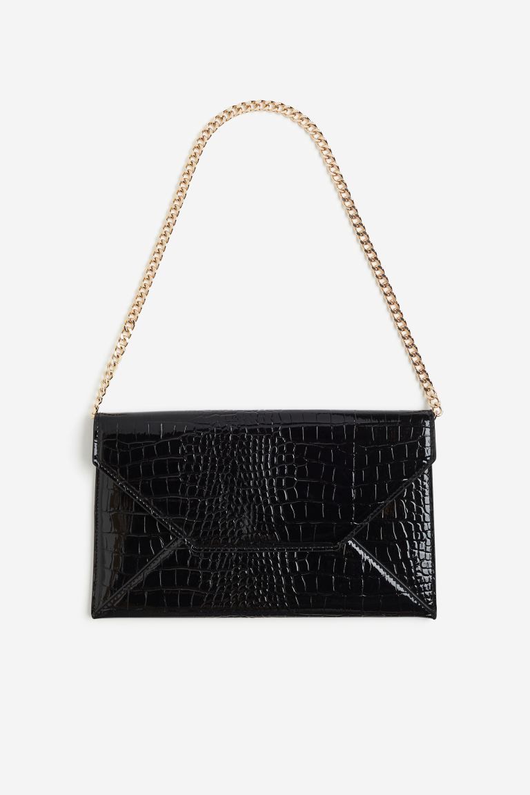 Crocodile-patterned Clutch Bag - Black - Ladies | H&M US | H&M (US + CA)