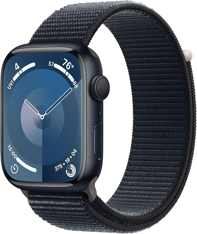 Apple Watch Series 9 [GPS 45mm] Smartwatch with Midnight Aluminum Case with Midnight Sport Loop O... | Amazon (US)