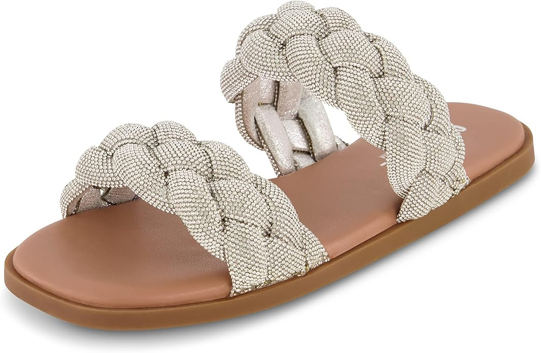 CUSHIONAIRE Women's Natasha rhinestone braided slide sandal +Memory Foam, Wide Widths Available | Amazon (US)