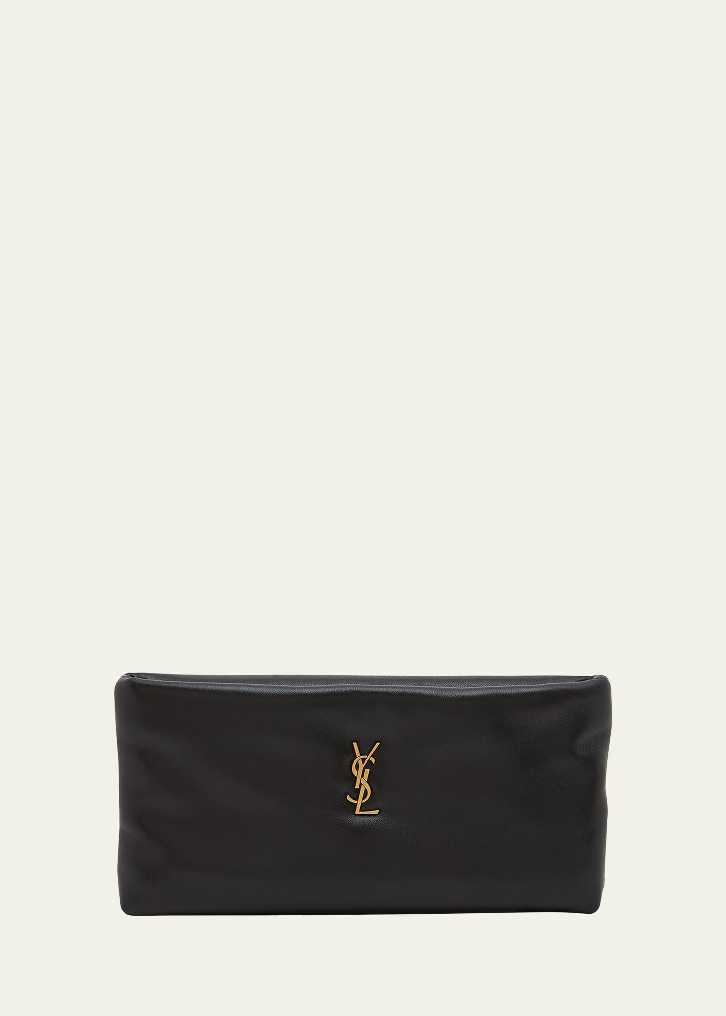 Calypso Ziptop YSL Clutch Bag in Smooth Padded Leather | Bergdorf Goodman