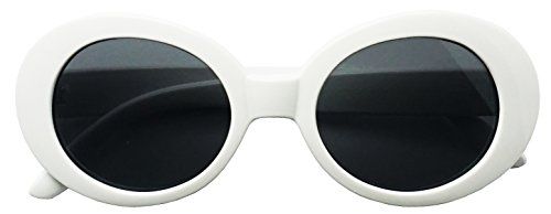 Original Classic Dark Oval Lens Kurt Cobain Inspired Nirvana Bold Trending Sunglasses (White | Black | Amazon (US)