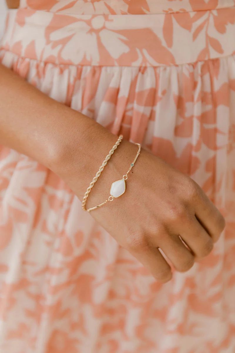 Simple Harmony Gold Two Layer Bracelet | Pink Lily